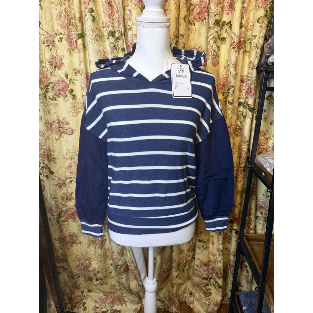 NWT! Chaser Navy and White Striped Women's Hoodie Size XS